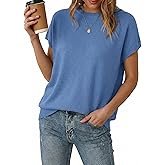 Arach&Cloz Women's Wool Blend Short Sleeve Oversized Sweater Business Casual Tops 2026
