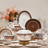 Fine Bone China Dinnerware Set,Porcelain&amp;Ceramic Dinnerware Sets,Bone Stoneware &amp; Ceramic Cookware Tableware Set Includes Dinner Plates|Spoons|Pasta Bowls|Soup Pot|Chopsticks (40 PCS)