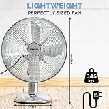 Senelux 12 Inch Chrome Desk Fan 3 Speed Oscillating Quiet Operation view 3