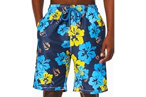 SIX ISLANDS Quick-Dry Swim Trunks - Comfortable Mens Boardshorts, 9" Inseam, Variety of Tropical & Classic Designs