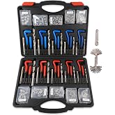 KUNGJUER 263PCS Helicoil Thread Repair Kit, Metric&amp;SAE Thread Restorer Kit | HSS Helicoil Drill Rethreading Tools in 1/4" 5/16" 3/8" 7/16" 1/2" &amp; M5 M6 M8 M10 M12 Sizes and Thread Gauge