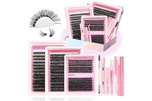 YIDUO Lash Clusters Kit with 2X Bond&Seal 3 Styles 760Pcs Clusters Lashes Extension Volume Soft Eyelash Extension Kit 80D+100D D Curl Wispy Natural DIY Individual Lash Clusters Kit Box for Beginners
