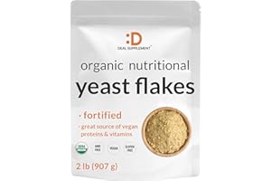DEAL SUPPLEMENT Organic Fortified Nutritional Yeast Flakes, 2lbs – High Protein & Vitamin B Complex Source – Vegan Cheese Substitute for Baking, Cooking, & Seasoning – Dairy Free, Gluten Free