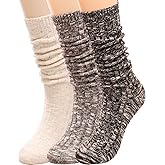 Galsang Vintage Thick Knit Wool Slouch Boots Crew Socks for Women Cotton Casual CrewSocks Gift Socks,Size 5-10,#B67