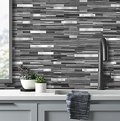 AULIGET 20 Sheets Peel and Stick Backsplash, Black