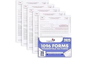DUTYMARK 1096 Transmittal Tax Forms 2025, 25 Pack of 1096 Transmittal Summary Laser Tax Forms 2025, Compatible with QuickBooks and Accounting Software, Use for 1099 NEC, MISC, INT, and Other 1099 Forms