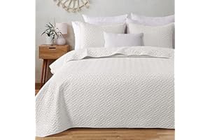 Exclusivo Mezcla 3-Piece King Size Quilt Set with Pillow Shams, Basket Quilted Bedspread/Coverlet/Bed Cover(96x104 Inches, White) -Soft, Lightweight and Reversible