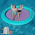 CALOBANA Round Floating Ring Inflatable Water Hammock Heavy Duty River Floats Lake Raft for Adults Tanning Pool Lounger Float Island Platform Pad Mat for Party