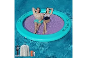 CALOBANA Round Floating Ring Inflatable Water Hammock Heavy Duty River Floats Lake Raft for Adults Tanning Pool Lounger Float Island Platform Pad Mat for Party