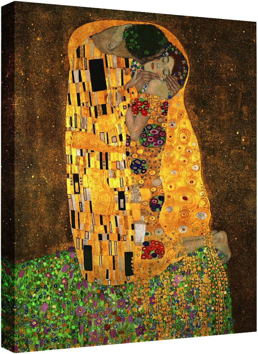 Paintings - ELITEART-The Kiss (23x30x1.5, The Kiss(canvas))