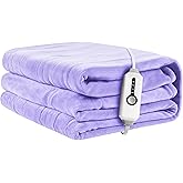 Electric Heated Blanket 72"x84" Full Size, Soft Coral Fleece with 4 Heating Levels and 10 Hours Auto-Off, Machine Washable, Cozy Plush Fabric for Home, Light Purple