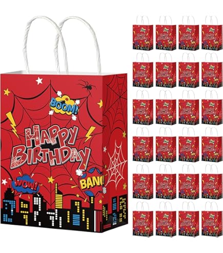 Epakh 24 Pcs Spider Gift Bags With Tissue Paper - Medium Goodie Bags For Halloween Birthday Party - View #8