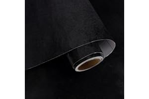VaryPaper Self Adhesive Velvet Fabric 15.7''x78.7'' Soft Felt Flocking Drawer Liners for Dresser DIY Jewelry Box Liner Black 