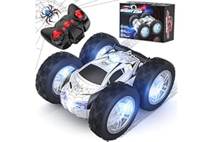 Wupuaait Remote Control Car for Kids, RC Stunt Cars Toys for Boys Ages 4-7 with Cool Double-Sided Pattern and LED Flash, 1:24 Vehicle Toy Car Hobby Racing Car Toys Gift for 3 4 5 6 7 8 9 Year Old Boys