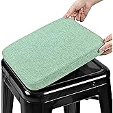 BUYUE Friendly Woven Fabric Magnetic Bar Stool Cushion 1 Piece, Enhanced Anti-Slip Breathable Small Chair Seat Pad for Café Bistro Stackable Metal Stool (Square, Light Green, 1)