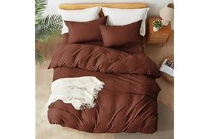 ALAZURIA Rust Duvet Cover Set King Size (3 Piece) for Kids Soft Prewashed with Zipper Closure, 4 Corner Ties (1 Duvet Cover + 2 Pillow Shams) Rust Burgundy, King