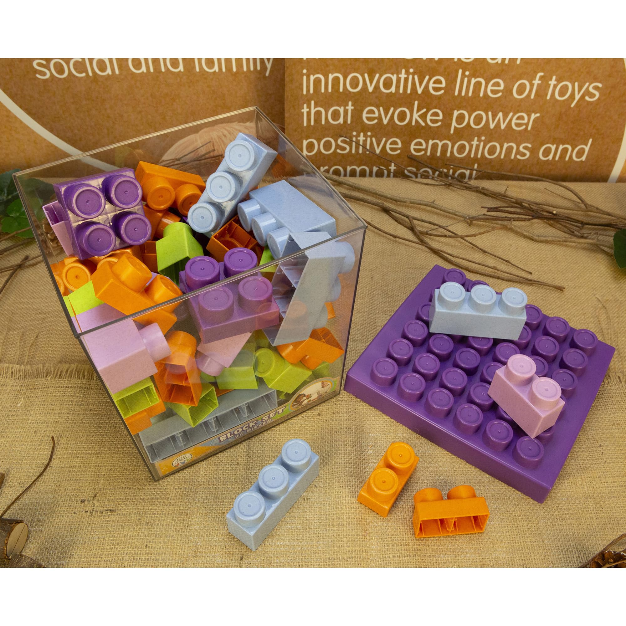Boley Roo Crew: Block Set - 75 Pieces - Assorted Lid Color, Building Activity Set, Colorful Blocks & Storage Container, Toddlers & Kids Ages 2+