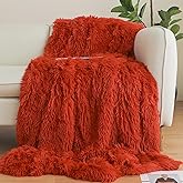 Orange Faux Fur Throw Blanket – 50x60 Inch Soft & Cozy Plush Blanket, Fluffy Shaggy Couch Bed Cover for Living Room, Bedroom Decor – Gift for Women, Men, Him & Her