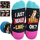HAPPYPOP Funny Socks for Men Women - Elelphant Cat Gifts, Moose Koala Fox Socks for Teens