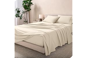 Bare Home Flannel Sheet Set 100% Cotton, Velvety Soft Heavyweight - Double Brushed Flannel - Deep Pocket (King, Sand)