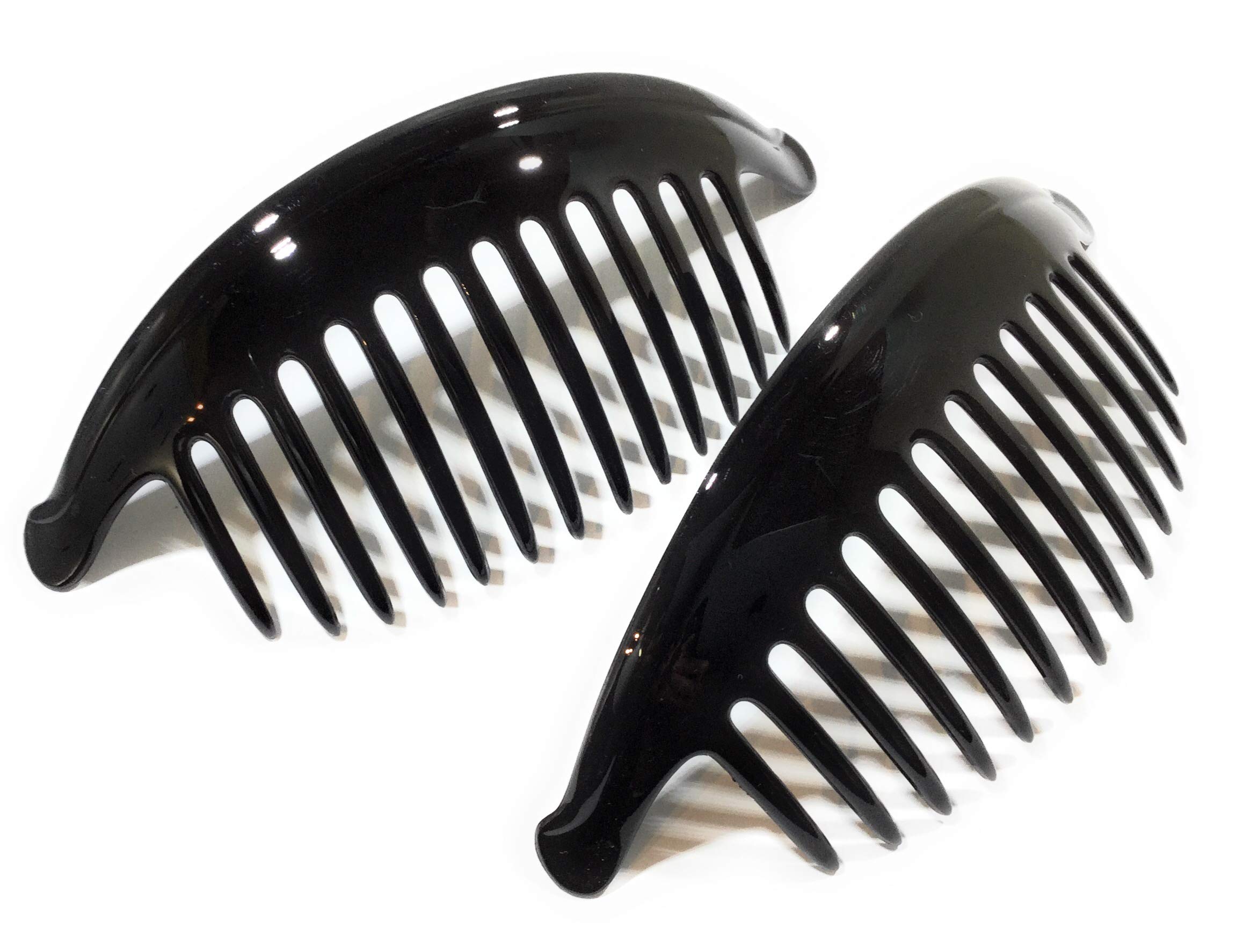 niavida 2 x puristic black hair comb, 17 cm, made in France, large