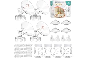 MILKFLOW Pump Parts 4PCS Replacement Kit for Spectra S1/S2/S9 Plus/Synergy Gold – Includes 24mm Flanges, Duckbill Valves, Backflow Protectors, Tubes & Bottles (Not Original Accessories)