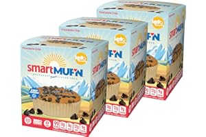 SMARTCAKE Smart Baking Company Smartmuf'n, Gluten-free, Sugar-free Keto Snack Breakfast Muffin (Chocolate Chip, 3 Boxes)