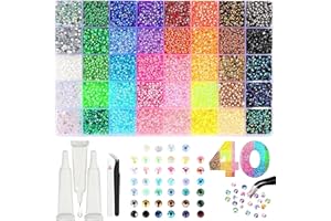 Colorful DIY Resin Rhinestone Kit for Bedazzling, 40 Colors Resin Jelly Rhinestones for Bedazzling, 3mm 32000 Pcs Flatback Ge