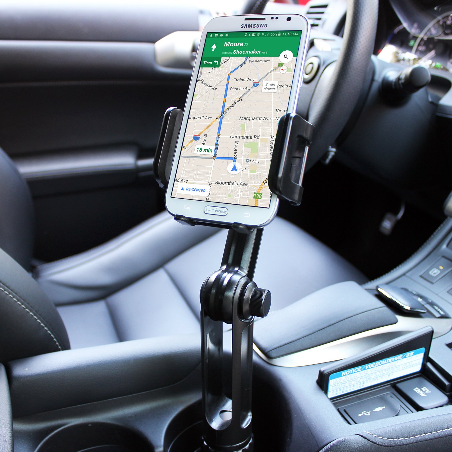 Cellet Car Phone Holder Mount, Car Cup Phone Holder Mount, Compatible with Apple iPhones, Samsung Galaxy Smartphones, Motorola Moto Google Pixel (Fits for Tesla Model 3 Y S X) Extra Long Neck