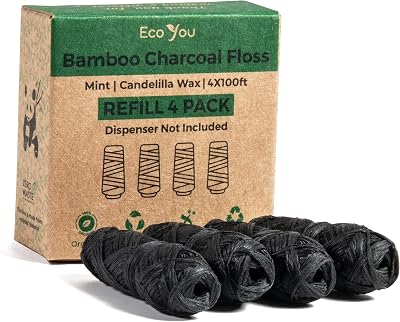 EcoYou Eco Floss Charcoal Refills Mint Candelilla Wax Bamboo 4 Pack
