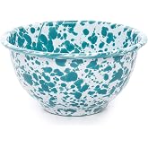Enamelware Small Rice Bowl, 14 ounce, Turquoise/White Splatter (Set of 4)
