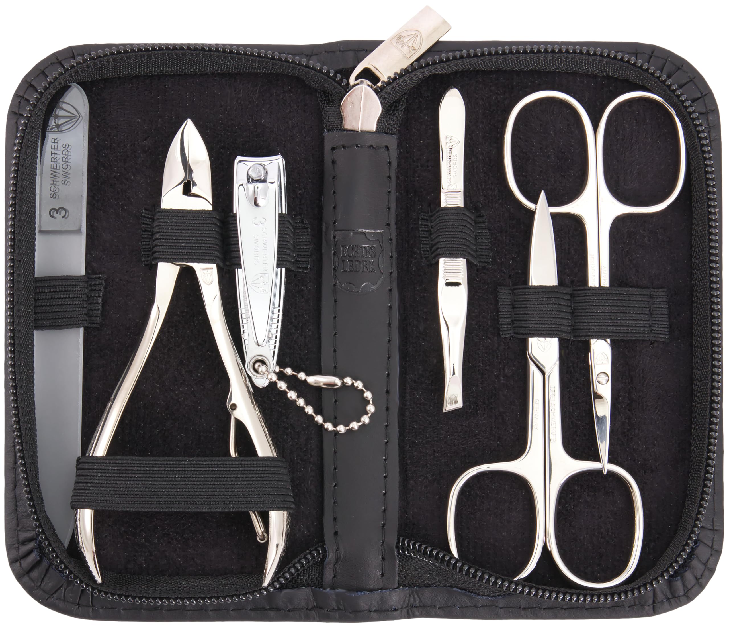 3 Swords Germany - manicure pedicure kit set - genuine leather black