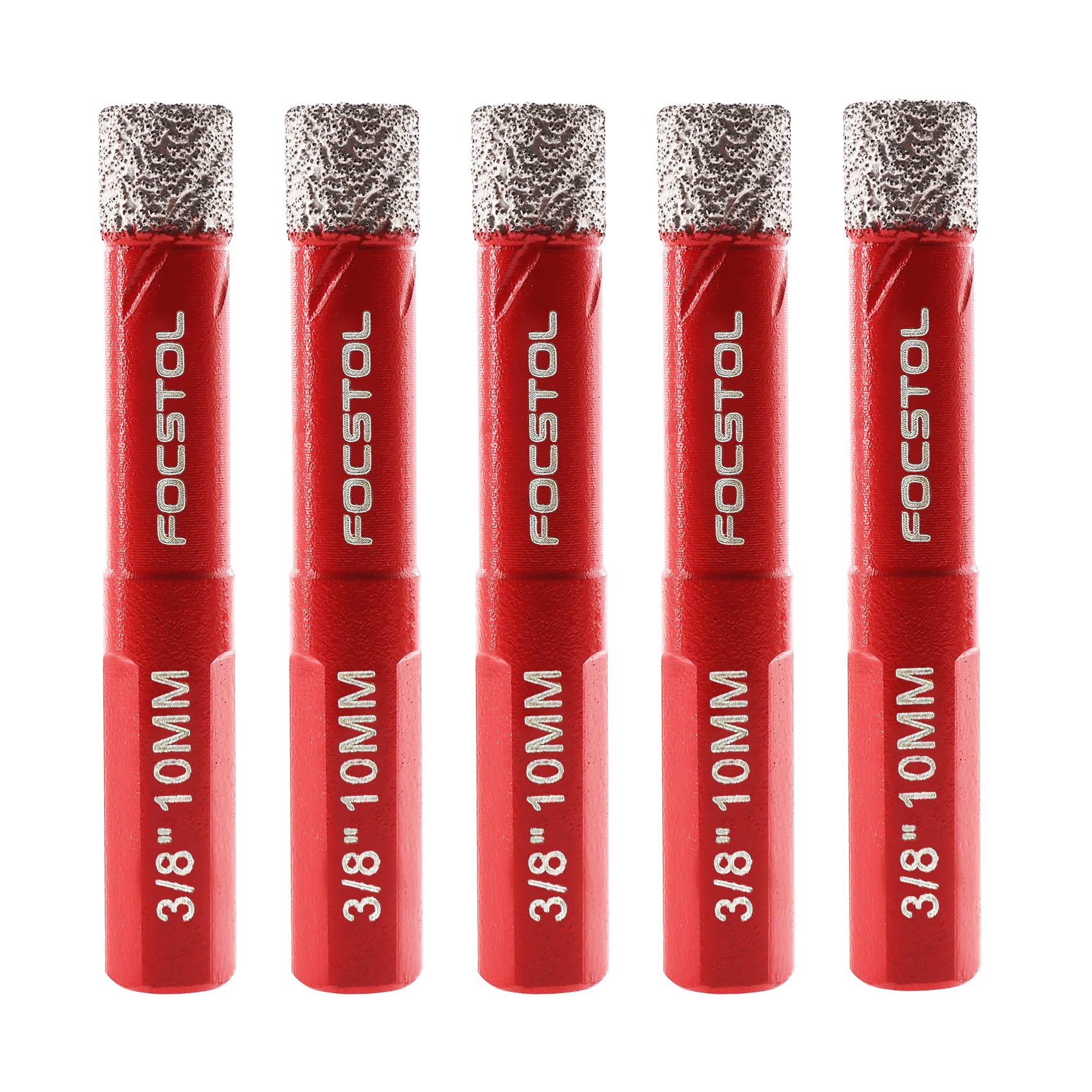 FOCSTOL Dry Diamond Drill Bits Set - 5pcs 10mm Diamond Hole Saw Kit with Triangle Shank for Porcelain Tile Ceramic Granite Marble Quartz — image 1
