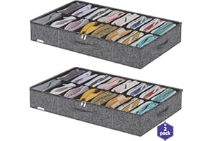 Friday Monkey Sturdy Shoes Storage Organizers Boxes Fit 16x2 Pairs, Foldable Shoe Sneaker Container Bin Holder for Closet with Clear Cover, 37.8"x23.6"x5.9", Cotton-like Black, ZMXBUBS16P2