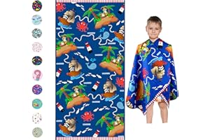 DASHN PRODUCTS Microfiber Beach Towel for Kids - Thin and Large (30"x60") - Pirate - Absorbent, quick dry, sand free, lightweight, blanket - toddler, girls, boys - For Sports, Pool, Picnic, Camping, Travel, Swim