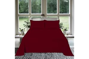 RECCI 1Pcs Flat Sheet California King (108 X 110) 800 Thread Count 100% Egyptian Cotton Luxury Quality Bedding Flat Sheet Burgundy Solid