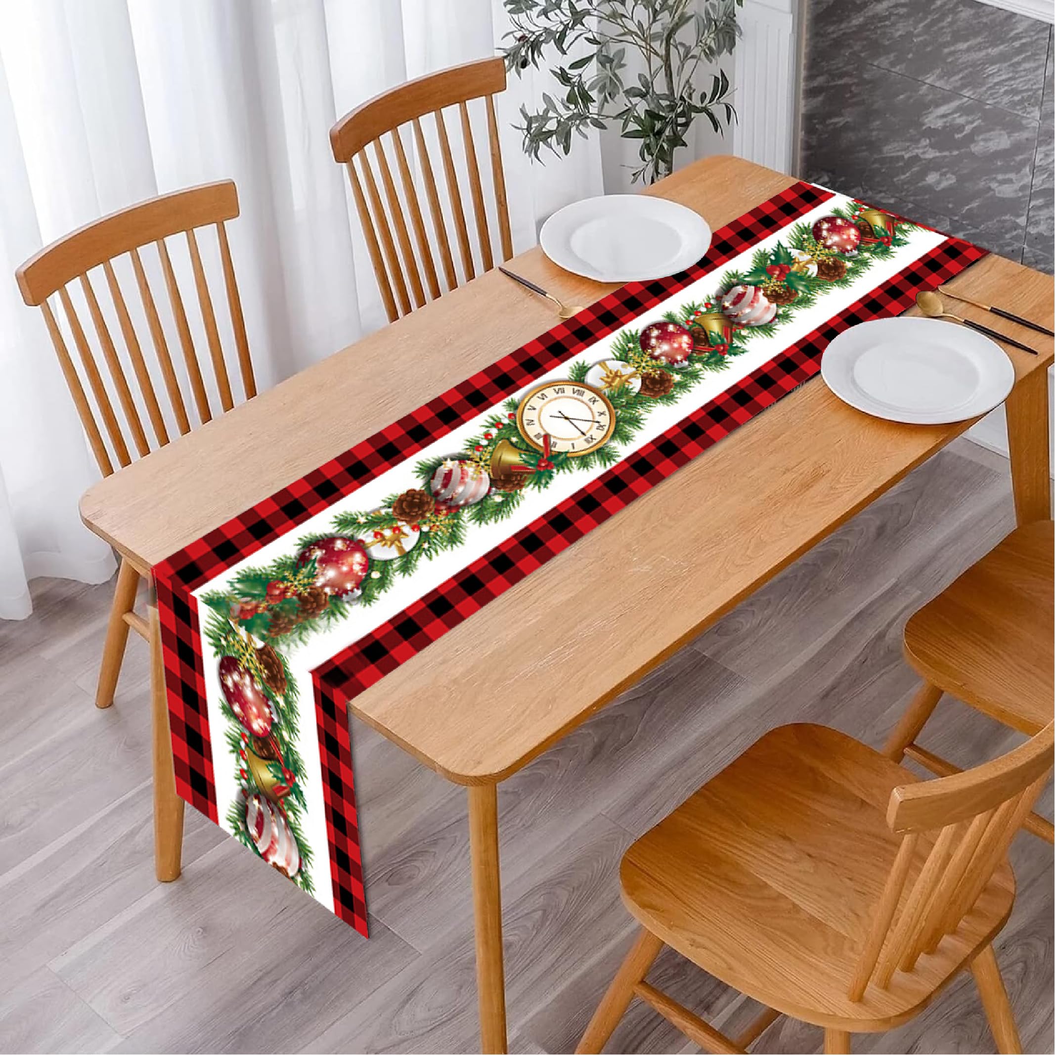 PLATEYTR Christmas Table Runners - Tree and Deer Design for Festive Holiday Decorations - Perfect for Christmas Dinner Parties and More!