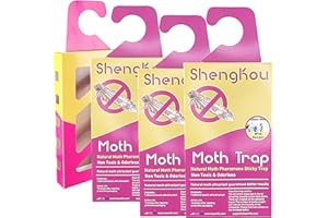 ShengKou - Effective and Refillable Dual Moth Pheromone Traps, Ultimate Solution to Clothes & Pantry Moth Control -4 Pack