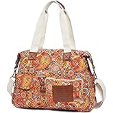 Malirona Women's Floral Canvas Messenger Bag Multi Pockets Shoulder Handbag Large Hobo Crossbody Fashion Top Handle Satchel