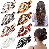 8 Pcs Flat Hair Clips for Women, French Large Flat Claw Clips for Women, Strong Hold Tortoiseshell Hair Claw for Thick Thin Hair