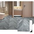 Art3d 30-Pack Herringbone Peel and Stick Vinyl Floor Tiles, 12" x 12" Self Adhesive Waterproof Wood Flooring Plank for Kitchen Bathroom Bedroom, Cover 30 Sq. Ft, Grey