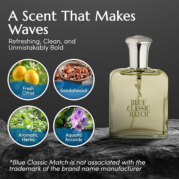PB PARFUMSBELCAM BLUE CLASSIC MATCH CM EAU DE TOILETTE SPRAY, OUR VERSION OF A DESIGNER EDT, 75 ML