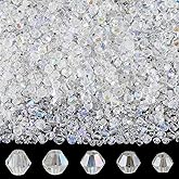 PONABEADIY 25 Strands 2110PCS Facted Glass Beads with Hole Transparent Bicone Imitate Crystal AB Color Electroplate Sparkle Loose Spacer Bead for Jewelry Making Bracelets Necklaces DIY Crafts Supply