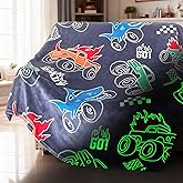 COMFAR Glow in The Dark Monster Truck Blanket for Boys/Girls/Kids/Toddler/Baby, Monster Truck Toys for Boy Age 3-12, Car Blanket for Birthday/Gifts 40"x 50"