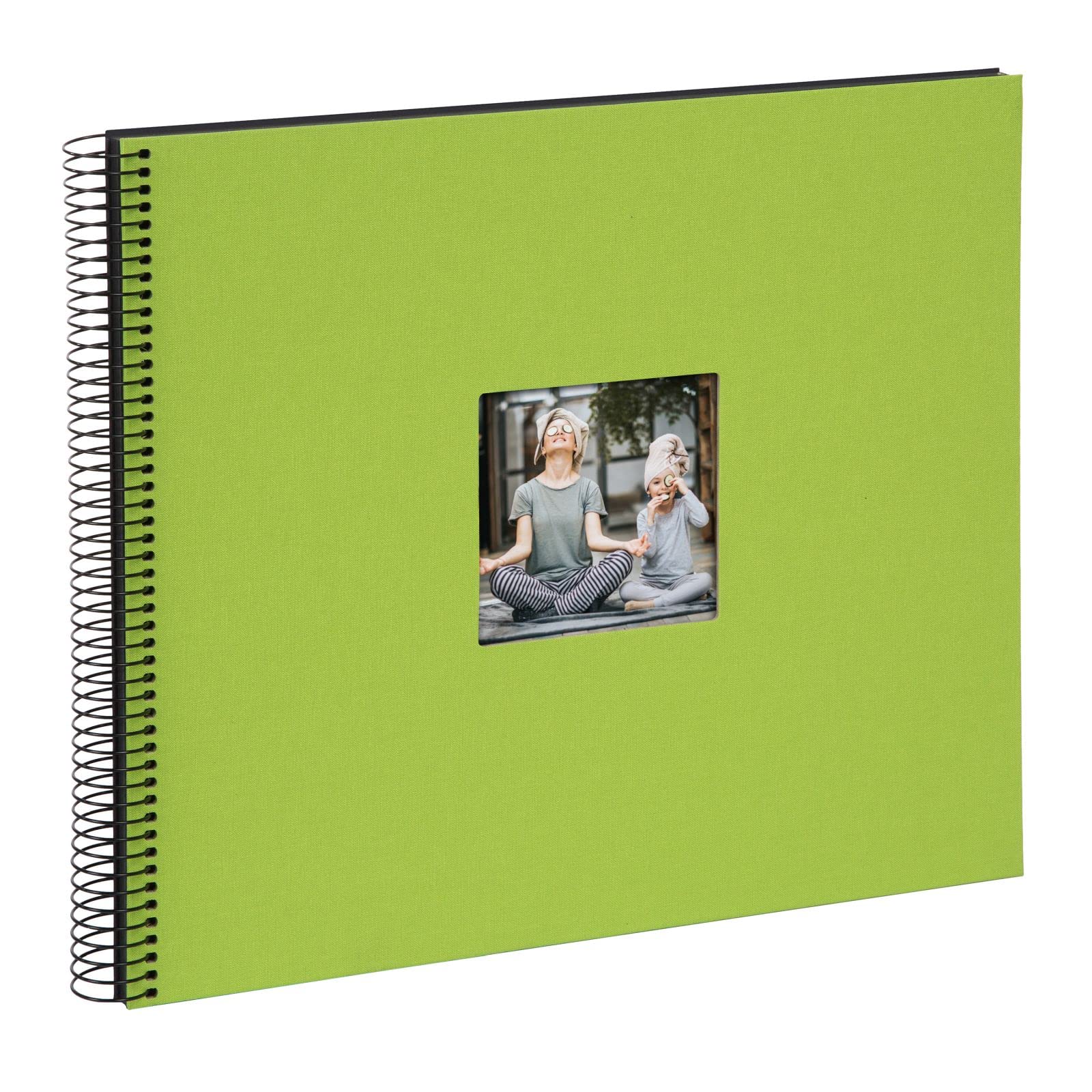 goldbuch Bella Vista 25976 Spiral Album with Picture Cut-Out, Photo Album 35 x 30 cm, Photo Album with 40 Black Pages, Linen Memory Album, Photo Book for Pictures and Photos to Stick, Green