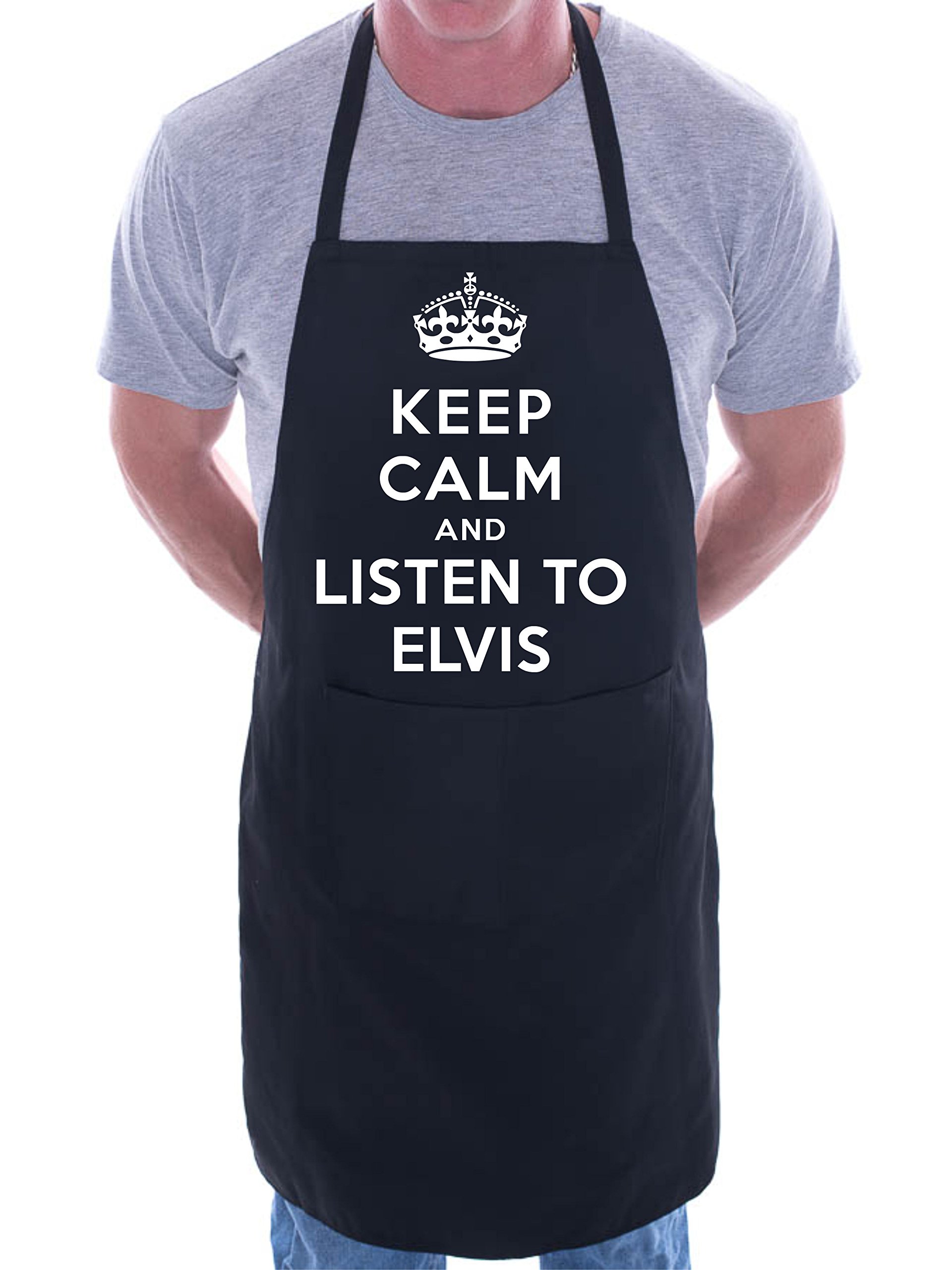 Print4U Keep Calm And Listen To Elvis BBQ Cooking Funny Novelty Apron Black