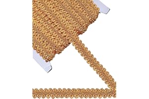 MSCFTFB 14 Yards Gimp Braid Trim,1/2 inch Gift Wrap Ribbon, Woven Fabric Lace Trim for Upholstery Costume Curtain,Lamp,Jewelry,Decorative Embellishment for Sewing Craft (Dark Gold)