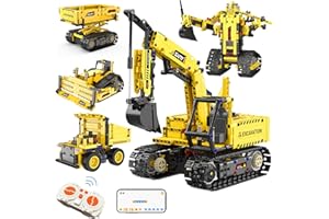Resosese 5 in 1 Building Toys STEM Robotics Kits - Remote-Controlled Excavator Engineering Kit for Kids Age 6 7 8 9 10 11 12-14 with 555 Pieces，DIY Educational Science Kits Gift for Boys & Girls