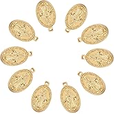 COGCHARGER 10 Pieces Virgin Mary Charm Pendant Brass Miraculous Medal Charm Long-Lasting Plated Pendant for Jewelry Necklace Bracelet Earring Making
