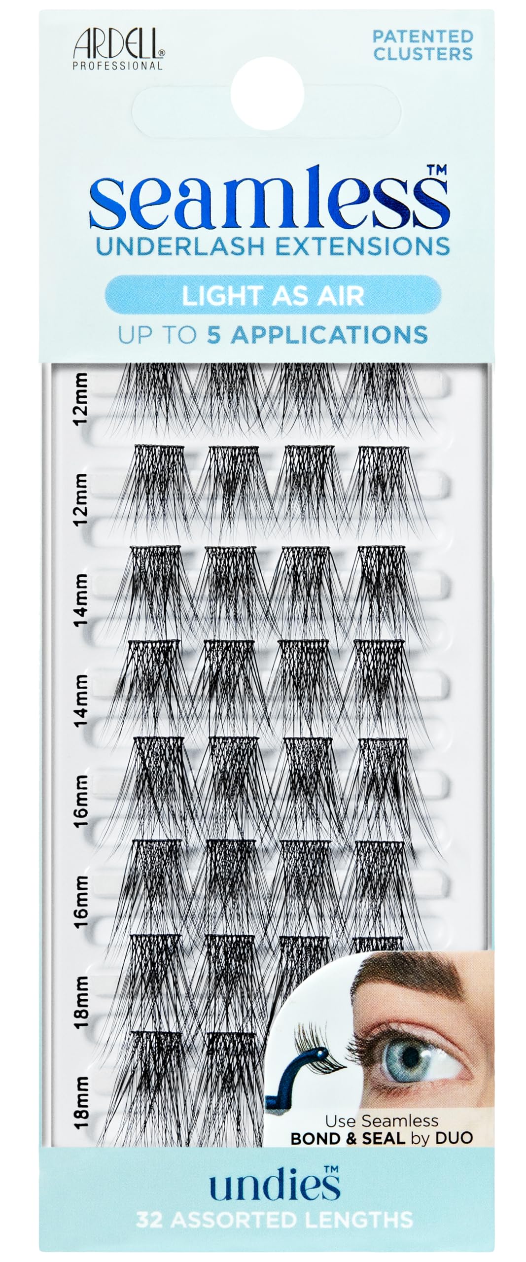 Ardell Seamless Underlash Eyelash Extensions, Light As Air Undies Refill, Up to 5 Applications, 32 Assorted Lengths (Pack of 1)